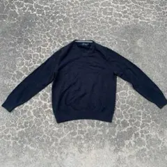 NAUTICA Vネックニットセーター 80s-90s MサイズBLACK 短丈