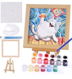 ⭐︎子供用 お絵描きキット可愛い猫のアート塗り絵キット食いしん坊猫