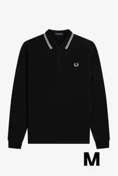 Fred Perryフレッドペリー 長袖ポロシャツ ブラック × ホワイトライン