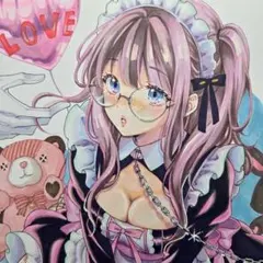 オリジナル手描きイラスト アナログ コピック 色紙 原画 - メルカリ