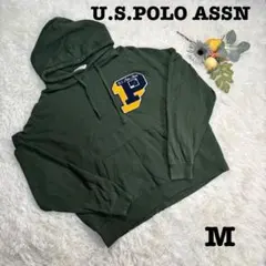 良品❗️U.S.POLO ASSN/トレーナー/グリーン/サイズM/フード付