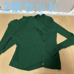 UNIQLO リブニット アンサンブル グリーン