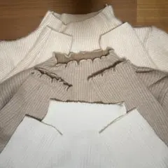 《まとめ買いSALE❣️》リブ編みタートルネックセーター 裏起毛