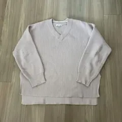 GLOBAL WORK Vネックニット ベージュ Lサイズ