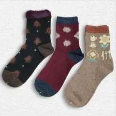 ウール混ソックス3足セット 暖かい靴下まとめ売り WF3AW25bcwm2