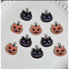 ハロウィン　おばけ猫チャーム　10個　ミックス