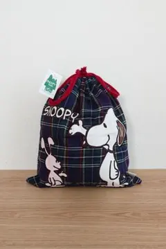 スヌーピータウンショップオリジナル タータンチェックシリーズ2012 巾着 L