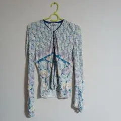 ブルマリンアンナモリナーリカーディガン青薔薇リボンイタリア製