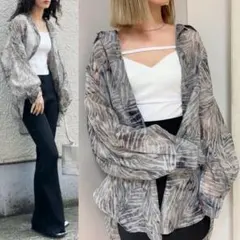 エモダ エアリー ルーズ シアー シャツ ゼブラのサムネイル
