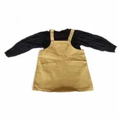 新品未使用マスタードイエローサロペットとブラック長袖セット