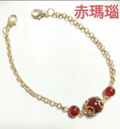 羽織留め　羽織紐　ストールクリップ　天然石　赤瑪瑙　チェーン　ハンドメイド　新品