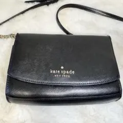 kate spade チェーン ショルダーバッグ ブラック レザー ミニバッグ