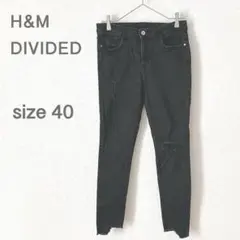 H&M DIVIDED クラッシュデニム スキニー ブラックダメージ EUR40