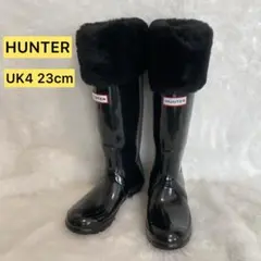 【希少】HUNTER ファー付き長靴 UK4 23cm 未使用に近い