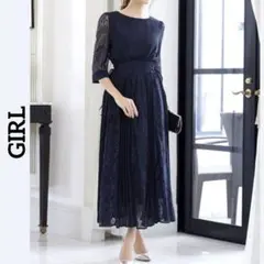 GIRL【タグ付き】ガール レース ワンピース S セレモニー ネイビー ロング
