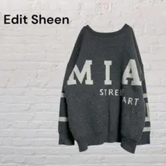 Edit Sheen ロゴニット グレー オーバーサイズ ストリート 古着　厚手のサムネイル