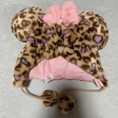 ミニー　ヒョウ柄　ファンキャップ