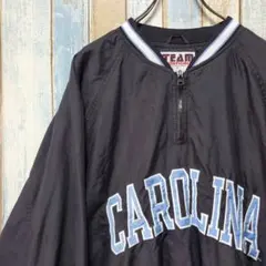 A370☆ハーフジップナイロンジャケット☆プルオーバー☆カレッジロゴ刺繍☆90s