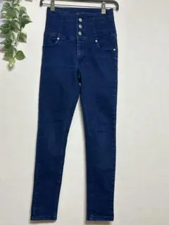 SPRAY PREMIUMハイウエスト ダークブルー スキニーデニム M