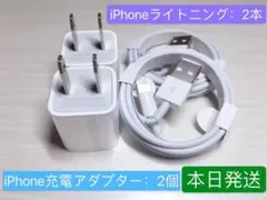 2個Apple純正品質電源アダプター充電器と2本iPhoneライトニングケーブル