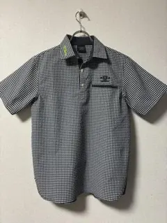 アンブロ　ギンガムチェック柄ポロシャツ ハーフボタン　刺繍ロゴ　umbro Mのサムネイル