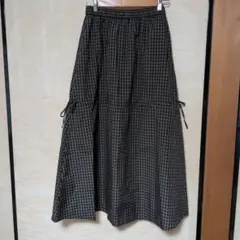 【美品】terawear emu チェック柄ロングスカート　L