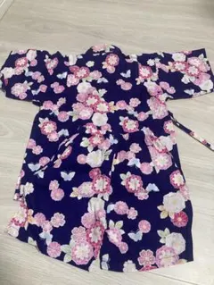 花柄浴衣 ネイビー 甚平 120サイズ 女の子