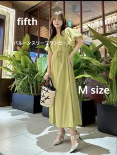 【新品タグ付き】fifth バルーンスリーブギャザーワンピース グリーン