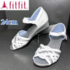 fitfit フィットフィット 編みこみストラップサンダル ホワイト 24cm
