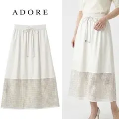 Q325 新品未使用 M アドーア タグ付き パンチング スカート レディース