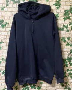 ハーフジップパーカー ネイビーM（裏起毛）