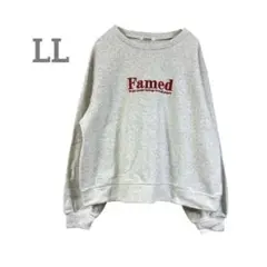 【新品】刺繍入りグレー トレーナー　LL トップス　裏起毛　FLASH BLUE