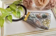 インド刺繍　ヘアゴム　ヘアアクセ　春　卒園　卒業　ハンドメイド