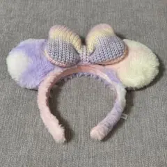 ディズニーランド カチューシャ ミニー パステルカラー ニット ファー