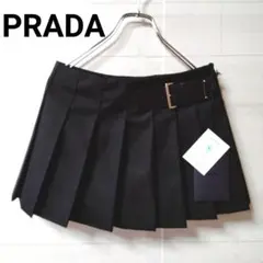 【美品】PRADA プラダ ミニスカート サイドジップ ブラック サイズ42 美品】PRADA プラダ ミニスカート サイドジップ ブラック サイズ