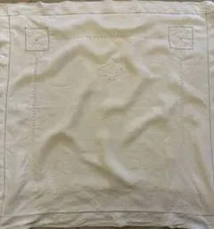 フランス　アンティーク　ヴィンテージ 刺繍　レース　クッションカバー　79×75