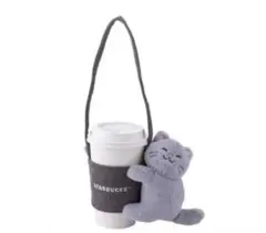 台湾限定　スターバックス　グレー　猫ぬいぐるみ　コーヒー　ドリンクホルダー