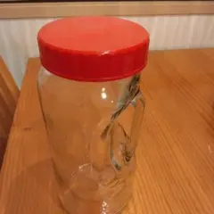 果実酒瓶 ガラス製 赤い蓋付き