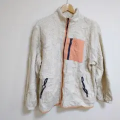 ✨️フリースジャケット【M】ホワイト オレンジ フルジップ カジュアル メンズ