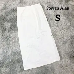 【スティーブンアラン】デニムタイトスカート (Ｓ) 白 サイドスリット 日本製