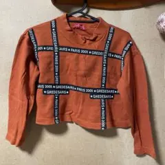 オレンジ クロップドトレーナー ロゴ入り