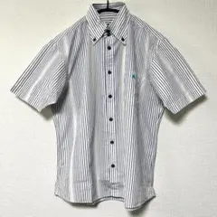 BURBERRY BLACK LABEL 半袖ストライプシャツ 白 紺 M