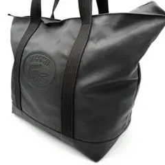 【ラコステ】トートバッグ ボストンバッグ 肩掛け 大容量 エンボス加工 ブラック