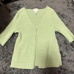 ミントグリーン リブ編み カーディガン 半袖