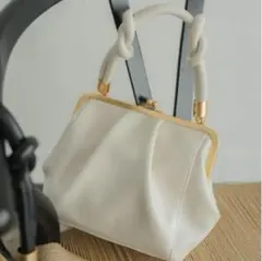 美品 ドゥメリエル DE MERIEL ボーリング バッグ ミディアム ホワイト 