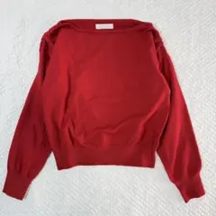 セシルマクビー ニット レッド 肩タック フェミニン M 可愛い 首元スッキリ