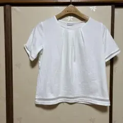 ホワイト プリーツ 半袖シャツ