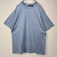 BROOKS BROTHERS　t-shirt　M　細ボーダー　刺繍　ロゴ　古着