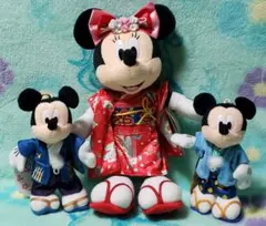 東京ディズニーリゾート☆ミッキー&ミニー【ぬいぐるみ/バッジ】着物