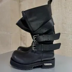 opium Buckle Boots Black leather ロングブーツ - メルカリ